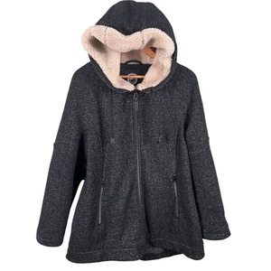 1 Madison Expedition Women's Size Large Black Knit Sherpa Hooded Winter Jacket  - Picture 1 of 11