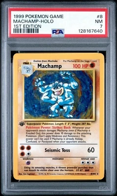 1999 Pokemon Base Set 1st Edition Shadowless Machamp Holo 8/102 PSA #7 - Image 1 of 3