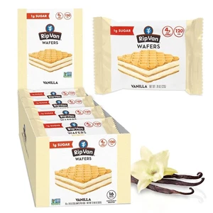 Rip Van Vanilla Keto Wafer Cookies 16 Count – Low Carb Low Sugar Vegan Snack - Picture 1 of 7