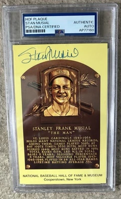 Stan Musial Autographed HOF Plaque Postcard PSA/DNA Certified Auth. - Image 1 of 2