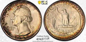 1945-D Washington Silver Quarter PCGS MS67+ RAINBOW TONING - Picture 1 of 1