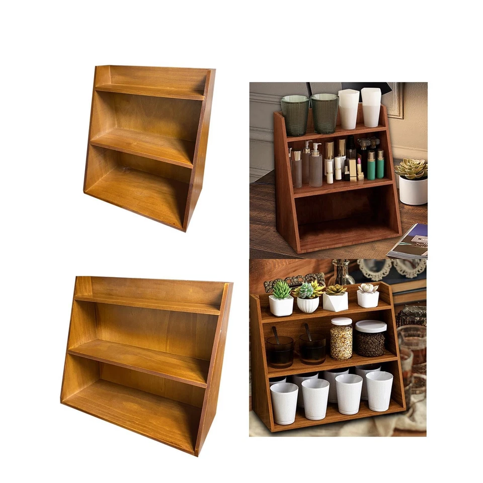 3 Tier Vintage Display Shelf Desk Organizer Display Stand Retro Tabletop Dresser - Image 1 of 1