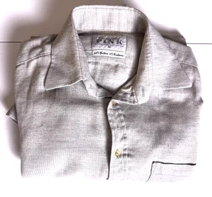 Camisa con botones Thomas rosa para hombre M gris claro algodón cachemir Irlanda YGI U5-3 - Imagen 1 de 7