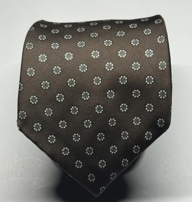 Corbata de seda medallón multicolor marrón Hardy Amies London de colección  Foto 1 de 3