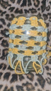 Hand Woven MACRAME Jar LED Tealiht Candle Boho - Picture 1 of 4