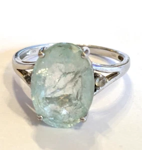 TGGC sterling silver, green amethyst & white topaz crackle ring size P/Q - Picture 1 of 8