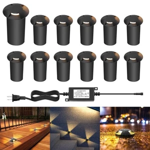 LED Outdoor In Ground Lights with Protecting Shell, Warm White Φ2.36in Low Vo... - Picture 1 of 6