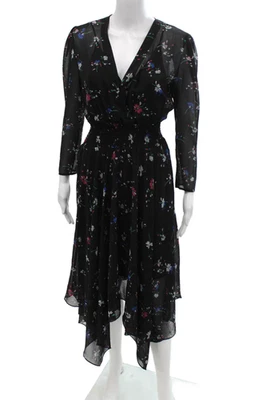 Vestido Maje Feminino Fit & Flare Preto Decote V Manga Longa Comprimento do Joelho Tamanho 2 - Imagem 1 de 4