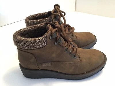 Womens Blowfish Malibu Bootie Sock Ankle Boot Brown Faux Leather Lace Up Size 7 - Image 1 of 4