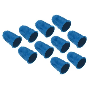 10pcs Rubber Finger Tips Thumb Fingertip Protector Thimble Grips Blue Medium - Picture 1 of 5
