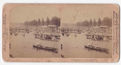 Антикварная викторианская фотокарточка 1896 г. на реке Темзе Лондон Англия P38 - Изображение 1 из 2