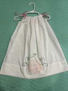 Handmade Vintage Pillowcase Dress Size Toddler Adjustable Embroidered Flower - Picture 1 of 12