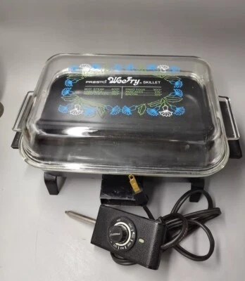 Sartén eléctrica Presto WeeFry tapa floral de vidrio FUNCIONA de colección RV pequeño espacio Foto 1 de 4