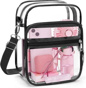 Clear Crossbody Bag with Adjustable Shoulder Strap, Stadium Approved PVC Clear P - Picture 1 of 12