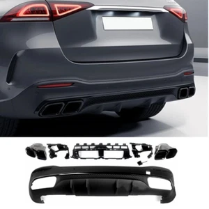 For Mercedes Benz GLE W167 2020+ Rear Diffuser W/ Exhaust Tips Black Fit  - Picture 1 of 12