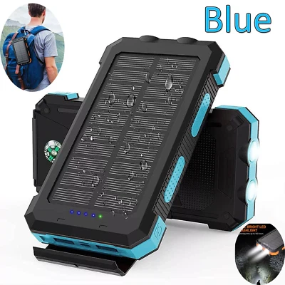 9000000mAh Solar Power Bank Pack Waterproof 2USB LED Battery Charger Phone UK