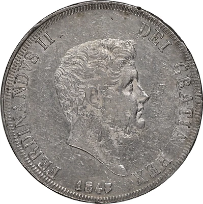 1848/7 NAPLES & SICILY FERDINAND II SILVER 120 GRANA KM346 NGC AU DETAILS - Image 1 of 4