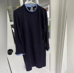 NWT Vince Camuto Navy Blue Tunic Dress W/ Blue Ruffle Collar Size M - Picture 1 of 7