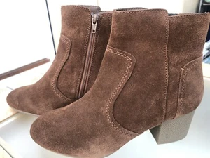 M&S Footglove Wider Fit Brown Suede Ankle Boots Size 6 39.5 - Picture 1 of 8
