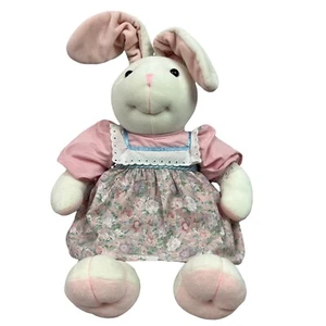 Vintage 1994 Commonwealth Velveteen Rabbit Stuffed Bunny Pink Floral Dress - Picture 1 of 11