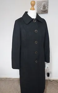 Anne Klein Charcoal Wool-Cashmere Blend  Long Coat Uk Size 14 RRP $420.00  - Picture 1 of 13