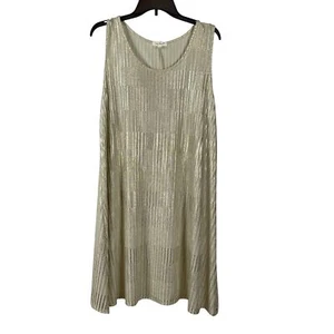 Paper Plane Women Metallic Gold Scoop Sleeveless Dress Size 1X - Imagen 1 de 7