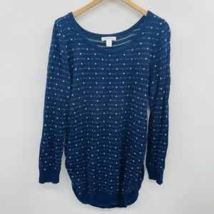 Motherhood Maternity Womens XL Striped Dot Printed Long Sleeve Ruched Sweater - Picture 1 of 5