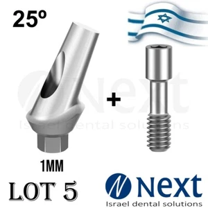 Lot x 5 Titanium Anatomic 1 mm Abutment 25 degree angled screw - Picture 1 of 5