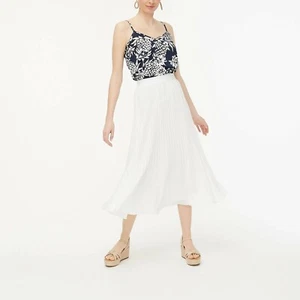 J Crew Damen 14 elastische Taille Plissee Midirock elfenbeinfarben - Bild 1 von 4