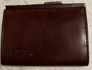 FOSSIL 1954 BROWN GENUINE LEATHER KISSLOCK COIN PURSE WALLET - Picture 1 of 8