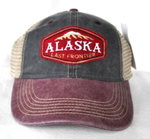 *ALASKA THE LAST FRONTIER* Trucker Soft mesh Dirty wash Ball cap hat OURAY 51286 - Picture 1 of 3