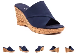 Onex Christina Navy Elastic Cork Wedge Sandal Women's US sizes 5-11/NEW!!! - Picture 1 of 1