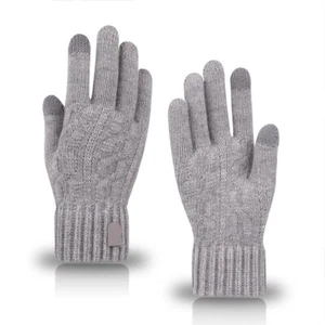 Men Gloves Winter Fleece Gloves Warm Alpaca Wool Knitted Gloves - Picture 1 of 13