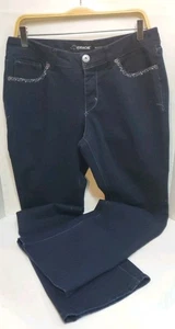 Jordache Bootcut Dark Jeans Size 12 Flap Bling Pockets Pants - Picture 1 of 12