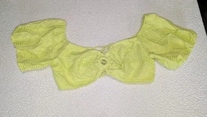 Wild Fable neon limettengrünes bauchfreies Oberteil Puffärmel Größe Large - Bild 1 von 12