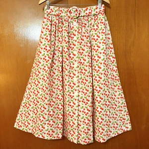 ModCloth rosa Gingham Kirschmuster voller Midirock mit Gürtel Größe Medium - Bild 1 von 13