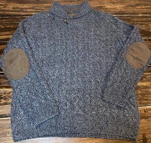 Jos. A. Bank Reserve Mens Gray Shawl Collar Wool Sweater Suede Elbow Patch M - Picture 1 of 6
