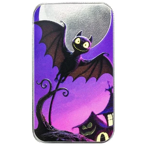 2025 - HALLOWEEN HORRORS - SPOOKY BAT - 1oz 999 Silver Color Bar PRESALE - Picture 1 of 3