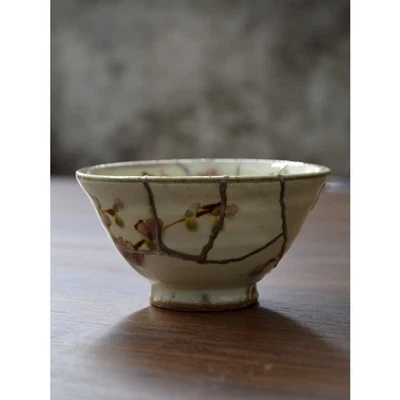 Japan's modern Kintsugi Cherry blossoms tin finishing Artists' ceramic teacup - image 1 of 4