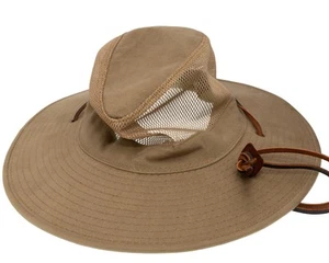 Dorfman Pacific DPC Mesh Safari Sun Hat Size S Tan Wide Brim Boonie 100% Cotton - Picture 1 of 8