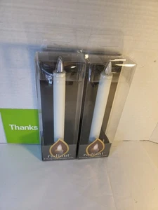 2er Set Strahlende 8" Stumpenkegel bewegliche Flamme Kerzen Timer unparfümiert weiß - Bild 1 von 4