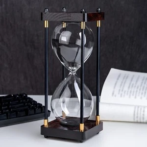 Große Sanduhr, Sanduhr-Timer 60 Minuten, Vintage-Holz, Dekoration (Schwarz) - Bild 1 von 3