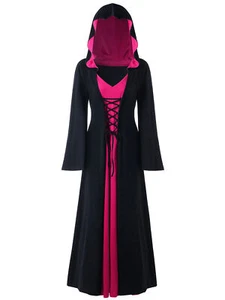 Women Hooded Robe Halloween Witch Costume Stage Performance Witch Dress Cosplay - Picture 1 of 26