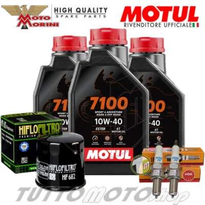 MOTUL - HIFLOFILTRO - NGK Tagliando MOTO MORINI X-Cape 650 T 2023 Kit Olio Motul 7100 10W40 Filtro Candele