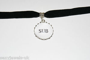 Sub Black Velvet Choker Necklace Jewellery Fetish Bondage Collar Submissive