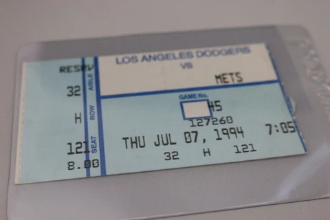 Los Angeles Dodgers Vintage Ticket vs. Mets July 7 1994 Cover