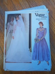 Vogue Bridal Original Sewing Pattern Princess Wedding Dress 1248 sz 10 80s Prom - Picture 1 of 2