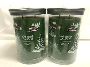 Yankee Candle (2) TREE FARM FESTIVAL 22 oz dos velas vaso mecha tarro - Imagen 1 de 2