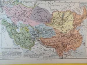 1924 MONGOLIAN EMPIRE Vintage Map East Asia ORIGINAL 6.5 x 9.5 Color C22 - Picture 1 of 3
