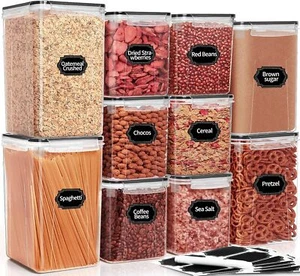 10-Pc Large Airtight Food Storage Containers - Pantry Organizers for Flour - Picture 1 of 7